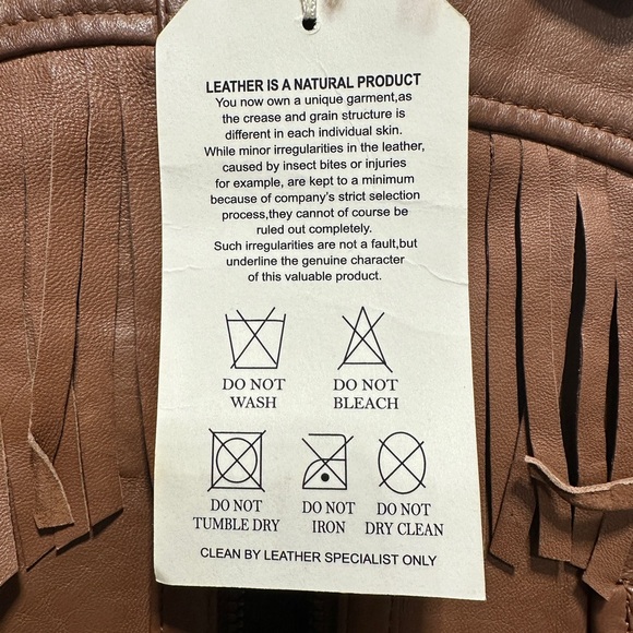 Sundance Tan Leather Jacket with Fringe - Picture 5 of 5